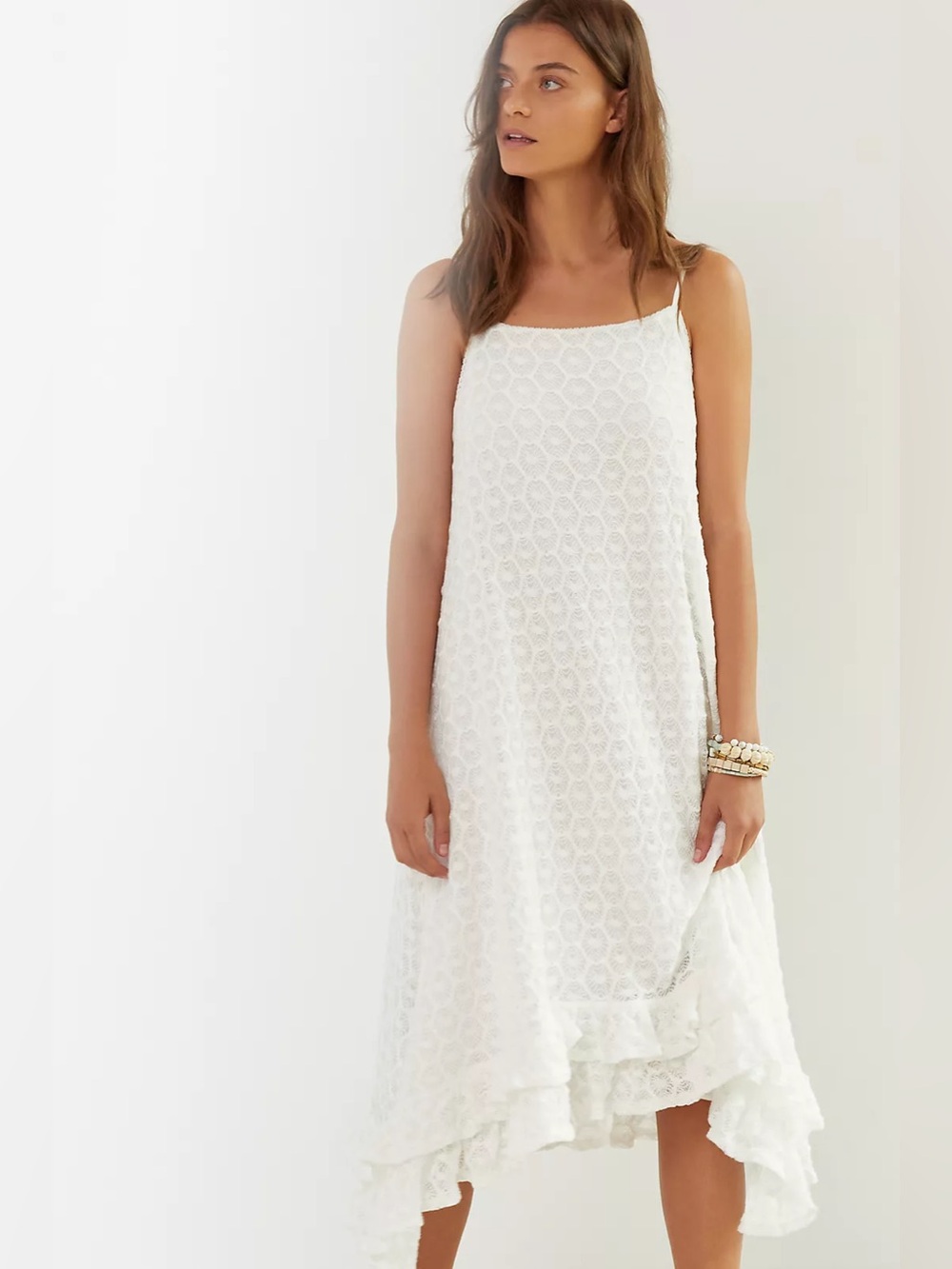 NWT Anthropologie Plus Ruffled Crochet Midi Dress in White - 3X - Picture 2 of 7